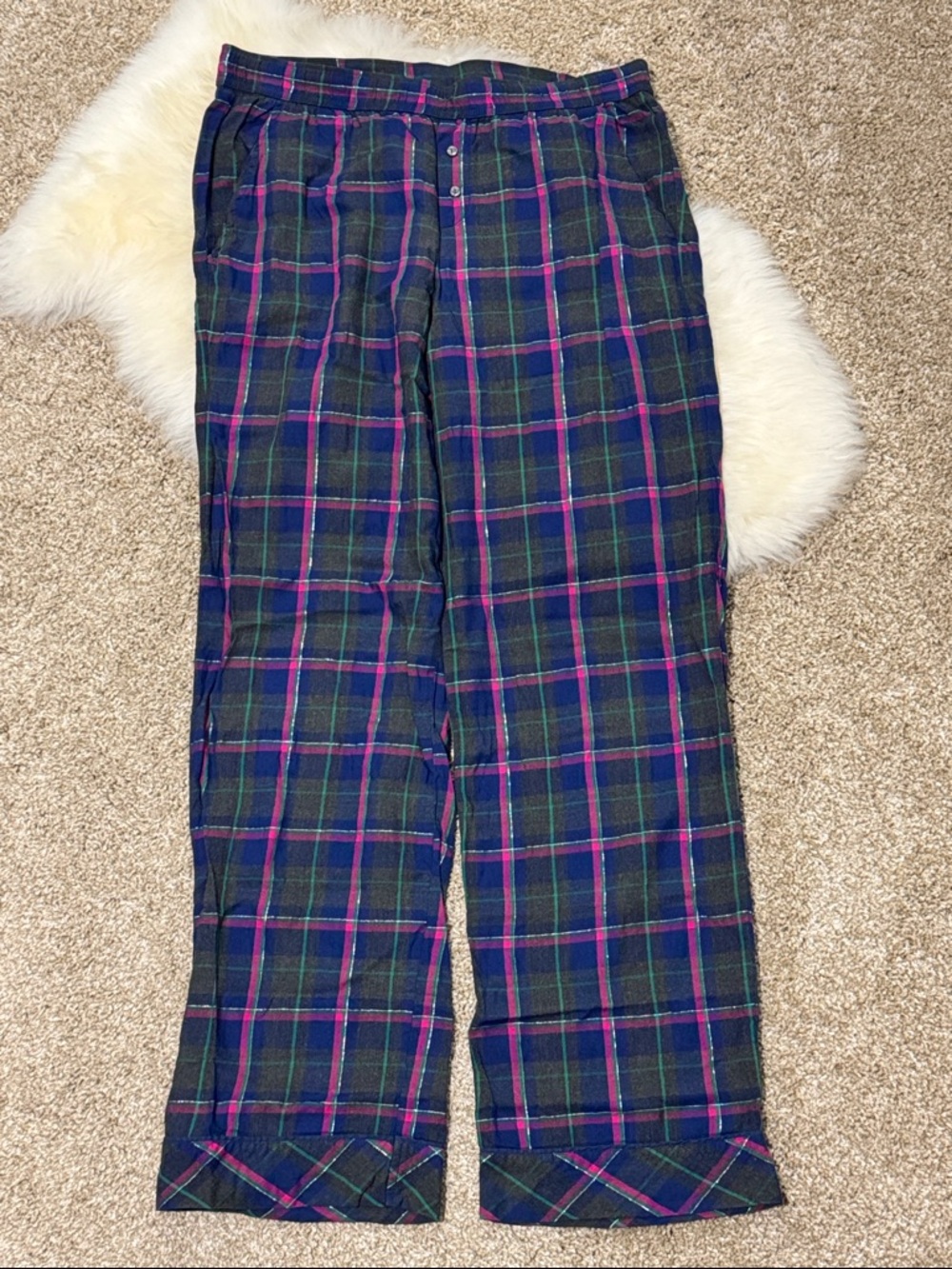 Victoria's Secret Navy, Pink & Green Plaid Pajama Pants Size S